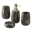 Bathroom Set Ceramic Set of 4 Black & Gold