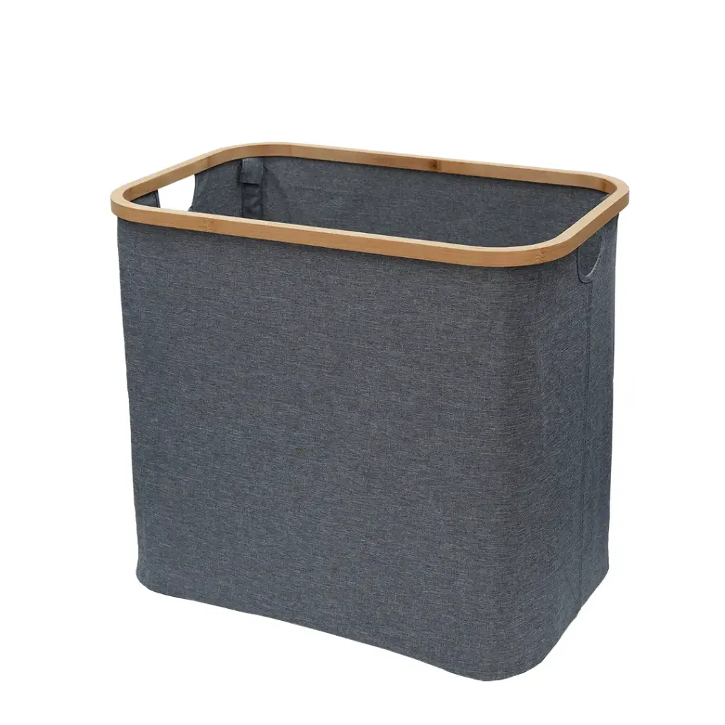 Collapsible Laundry Basket With Bamboo Frame 