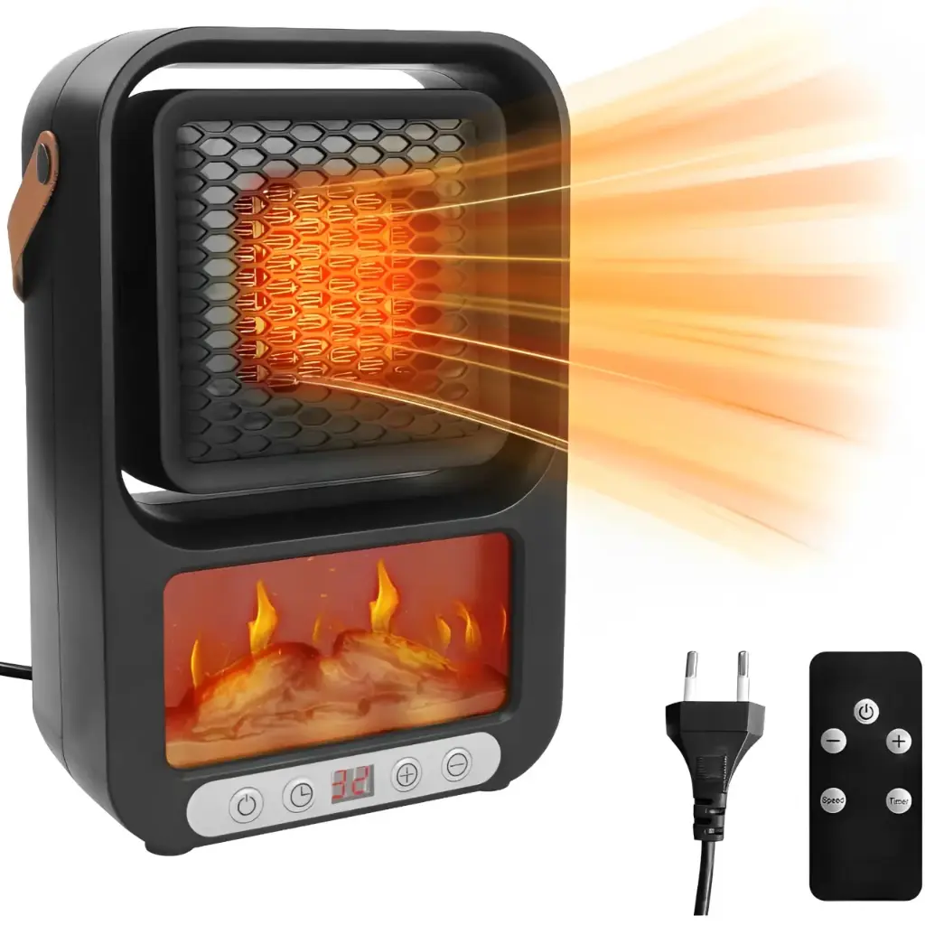 Fan Heater 3D 600W with Heat Control, Remote &Timer