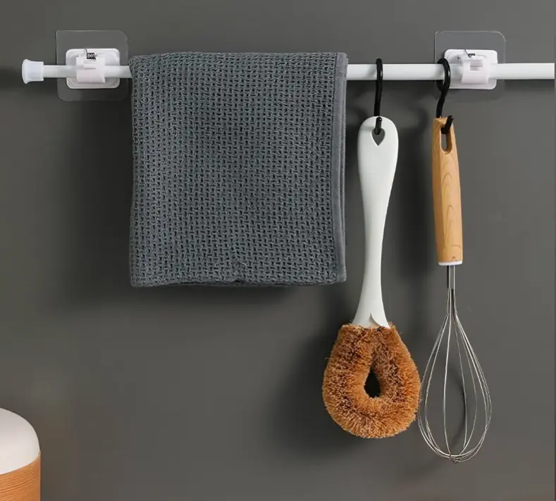 Gerich Self-Adhesive Curtain Rod Bracket Hook Nail-Free Adjustable Clip Hook 