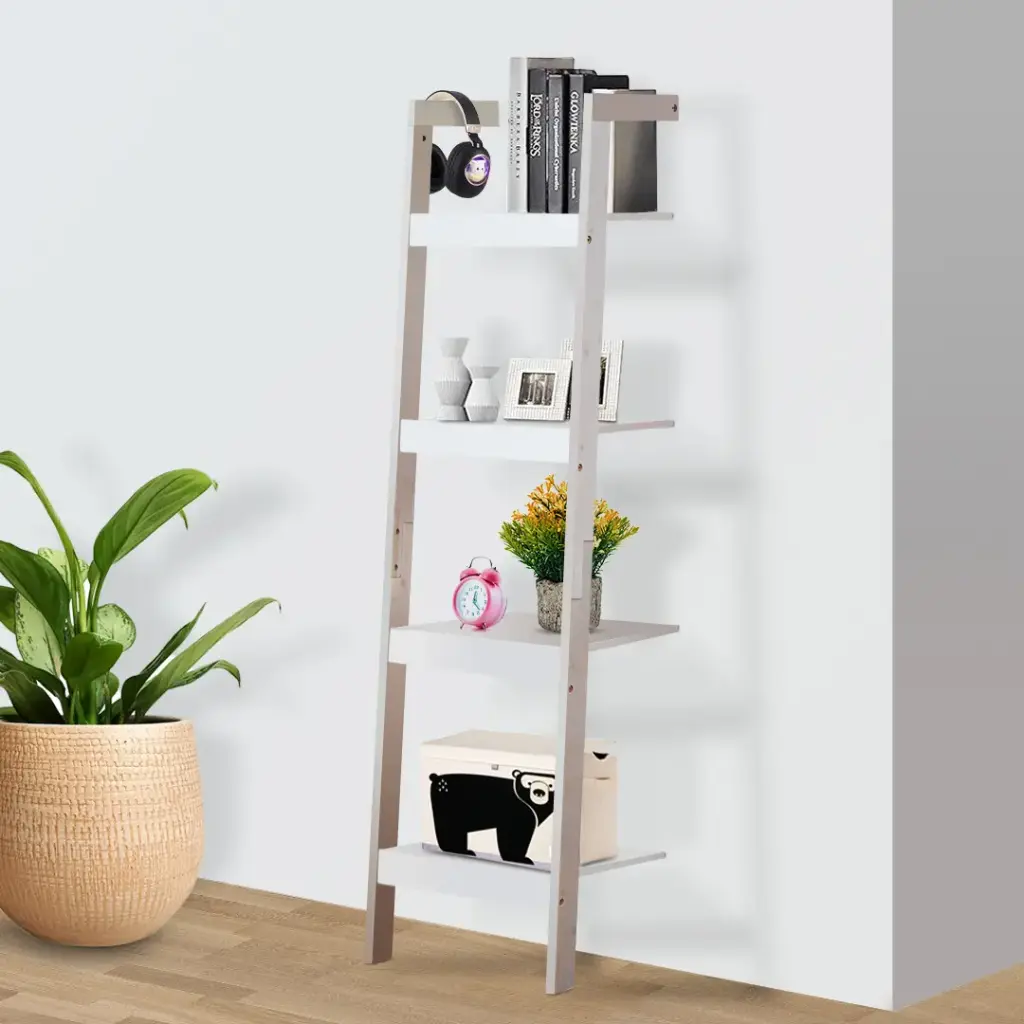 Tier White Leaning Ladder Shelf