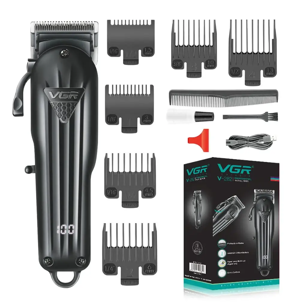 VGR V-282 Salon Series Professional Digital Display Cordless Hair Clipper 