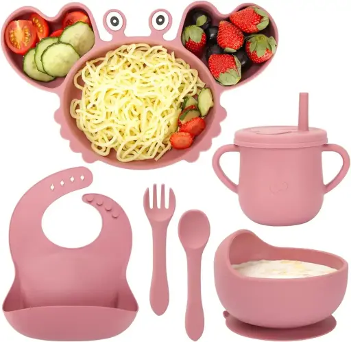 Baby Silicone Tableware Set Crab