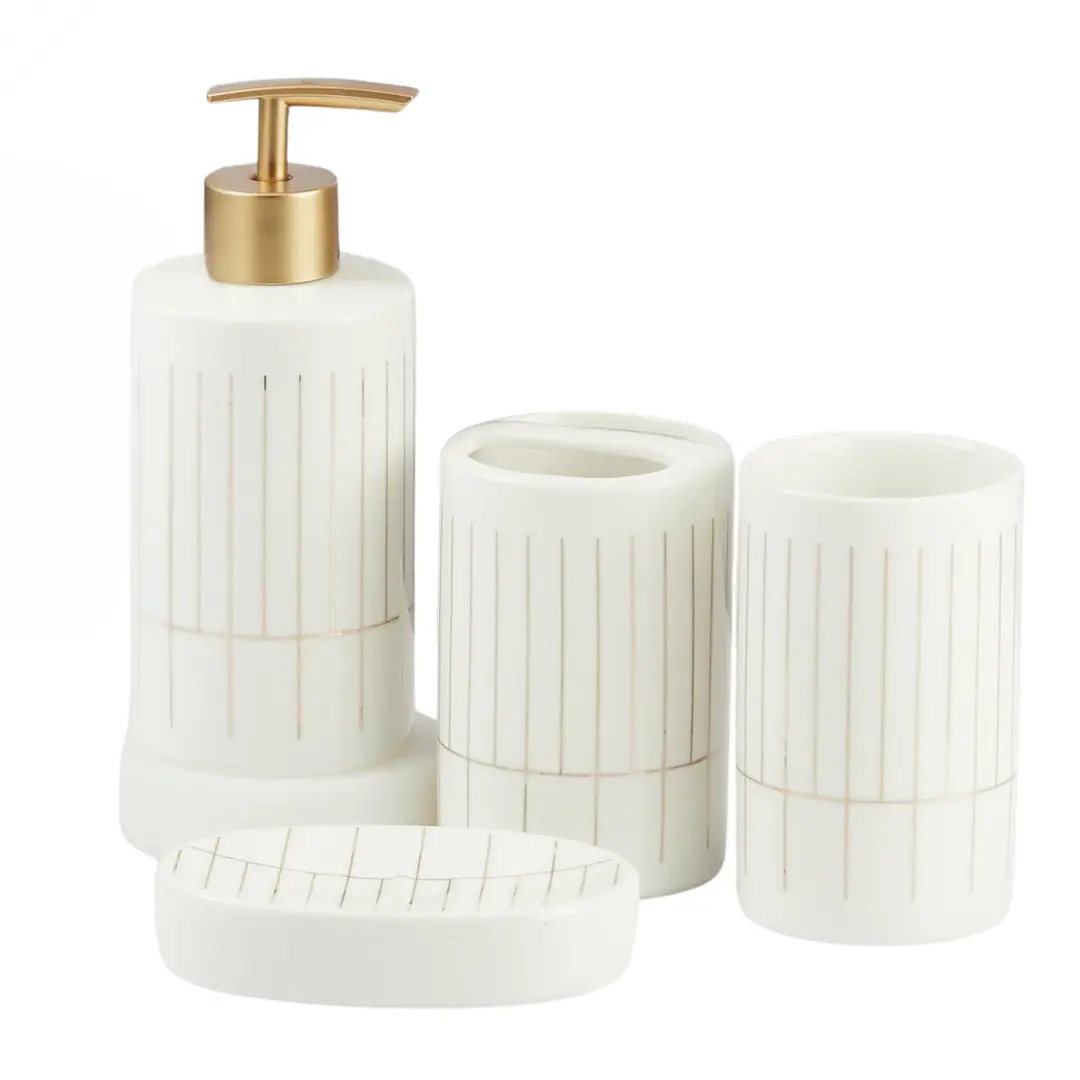 Bathroom Set of 4 Ceramic Modern White
