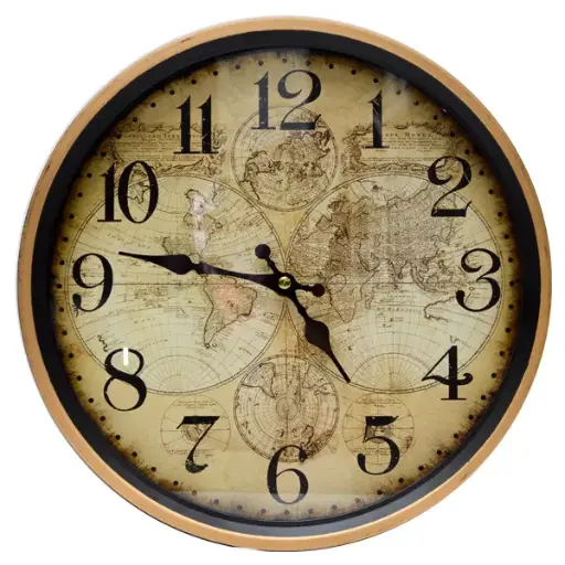Chic Ant Wall Clock World Gold Edge