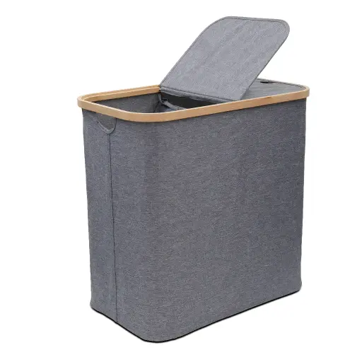 Collapsible Laundry Basket with Bamboo Frame   
