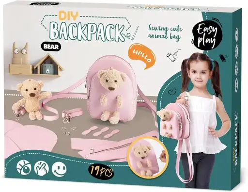 Cute Pink Brown Bear Backpack Toy