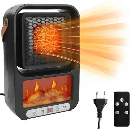 Fan Heater 3D 600W with Heat Control, Remote &Timer