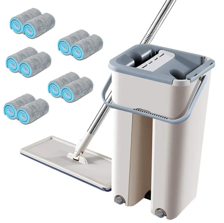 Flat Mop With Bucket Hands-Free