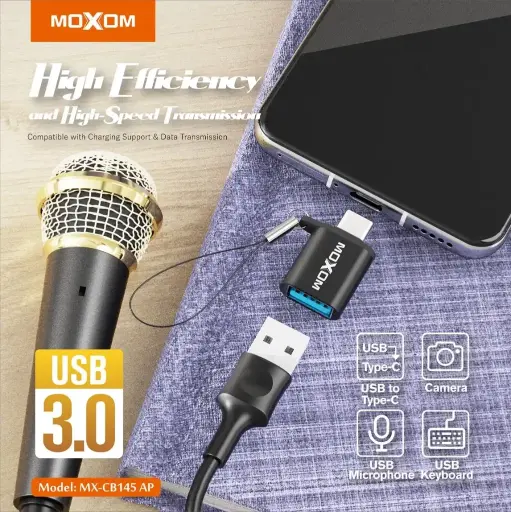 MOXOM MX-CB145 AP USB Female To Type C Cable Adapter OTG Charging 