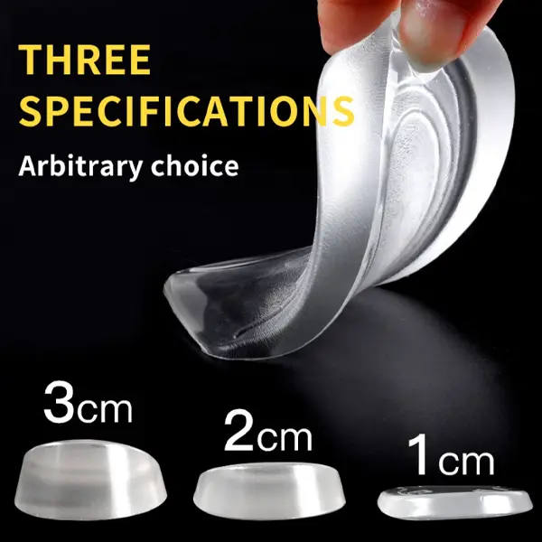 Silicone Height Increased Half Plain Gel Heel Pads For Men & Women Shoe Insoles 2cm 