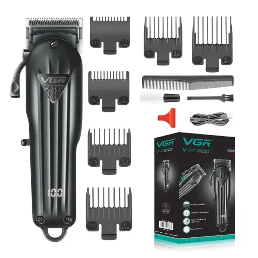 VGR V-282 Salon Series Professional Digital Display Cordless Hair Clipper 