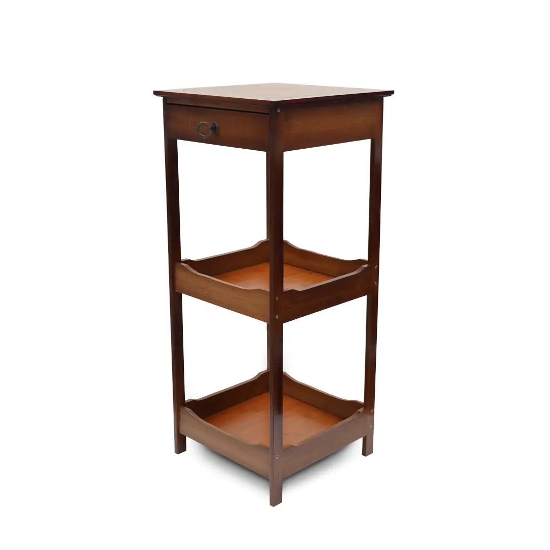 Wood Plant Stand with Drawer and Shelves