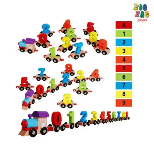 Wooden Digital Train Kid Early Counting 0-9 Number Learning Toy
