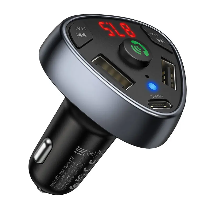 hoco Car Charger E51 Road Treasure BT FM Transmitter 