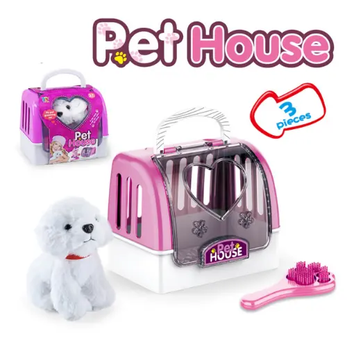 Plastic Dog Pet Care Role Toy Preschool Kids Playing Pretend Plush Pet Toy