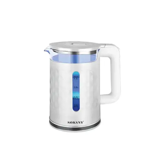 Electric Kettle Stainless Steel Electric Heat Kettle 2000w, 2.3L - White